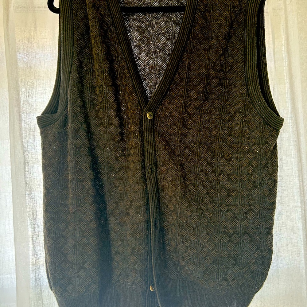 The Italian Sweater Co brown & black cardigan vest